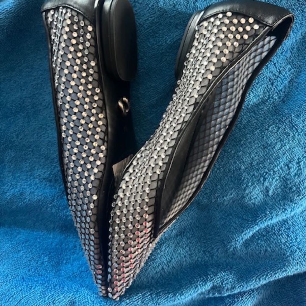 Rebecca Minkoff Elegant  Crystal Ballet Flat. Womens 8 Luxe Leather Pointy toe